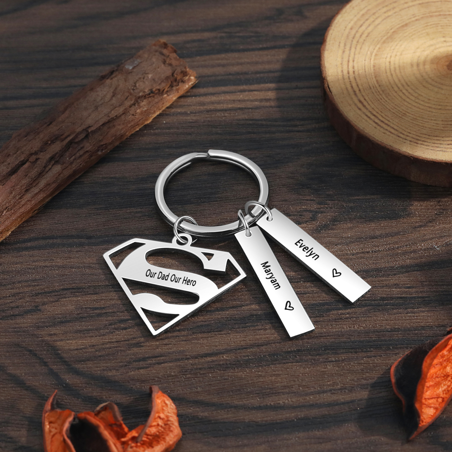 A mi papá - Llavero Superman con 2 nombres personalizados con texto-Jessemade ES