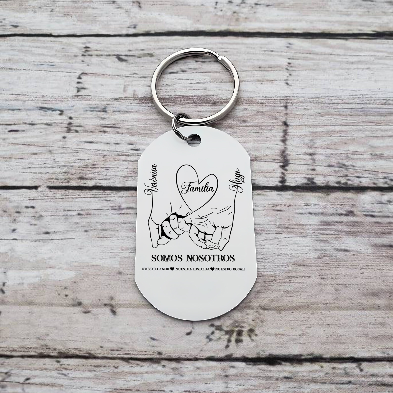 A familia-Llavero 2-6 Nombres Personalizados MANOS COGIDAS-Jessemade ES