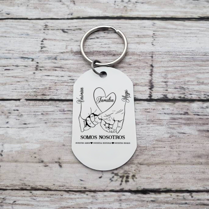 A familia-Llavero 2-6 Nombres Personalizados MANOS COGIDAS-Jessemade ES