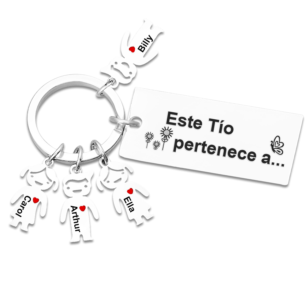 A mi tío - Llavero con 1-6 nombres personalizados en "niños" "Este Tío pertenece a..."-Jessemade ES