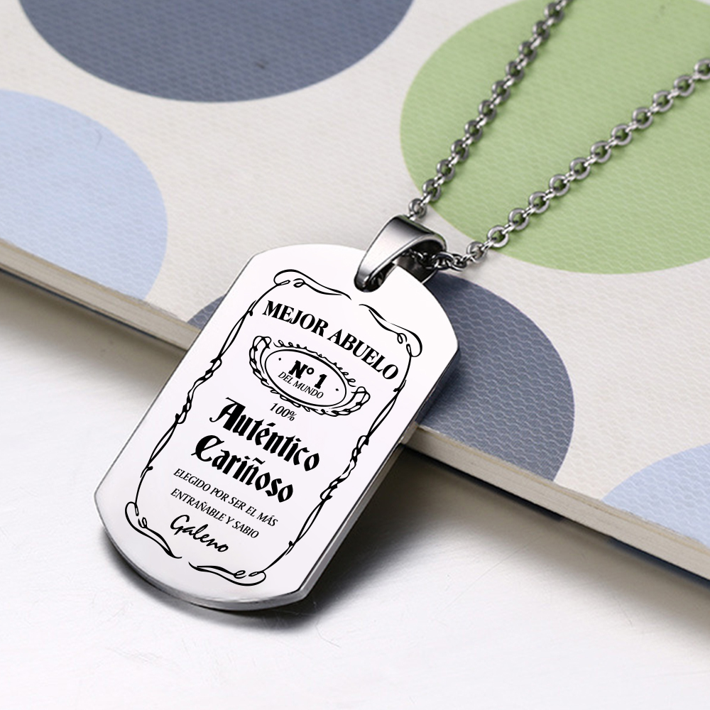 A MI ABUELO-Collar mejor abuelo de placa personalizada con 1 nombre-Jessemade ES