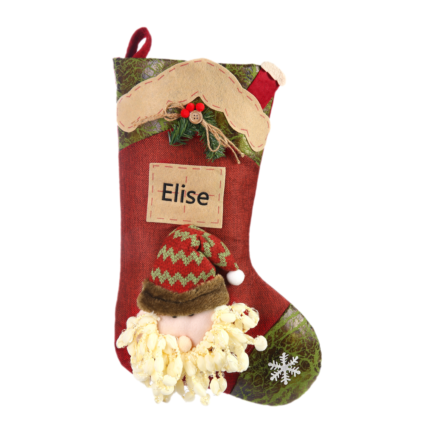 Adornos de medias navideñas con muñeco Bolsa de regalo 1 Nombre personalizado-Jessemade ES
