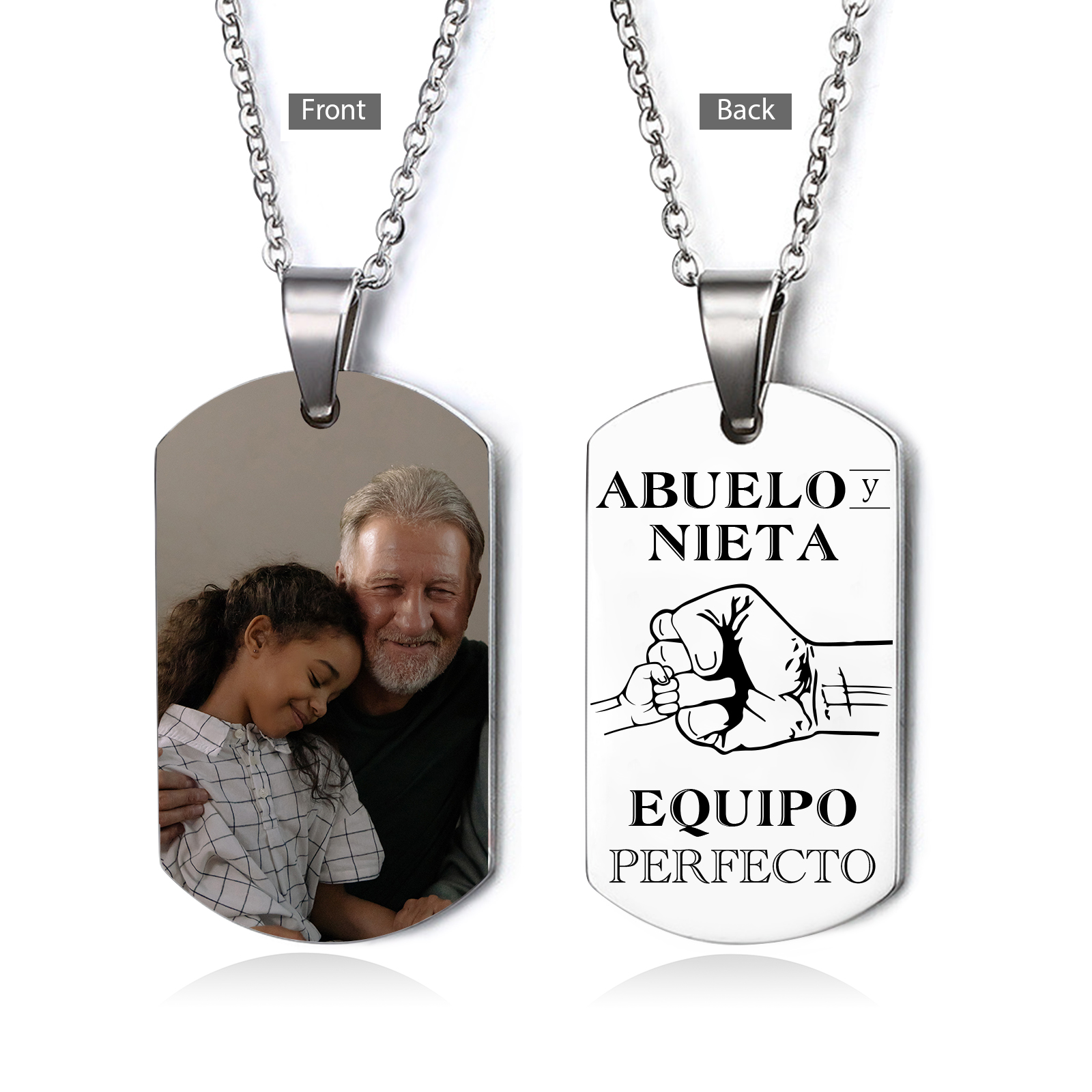 A MI ABUELO-Collar abuelo y nieta de placa personalizada con foto-Jessemade ES