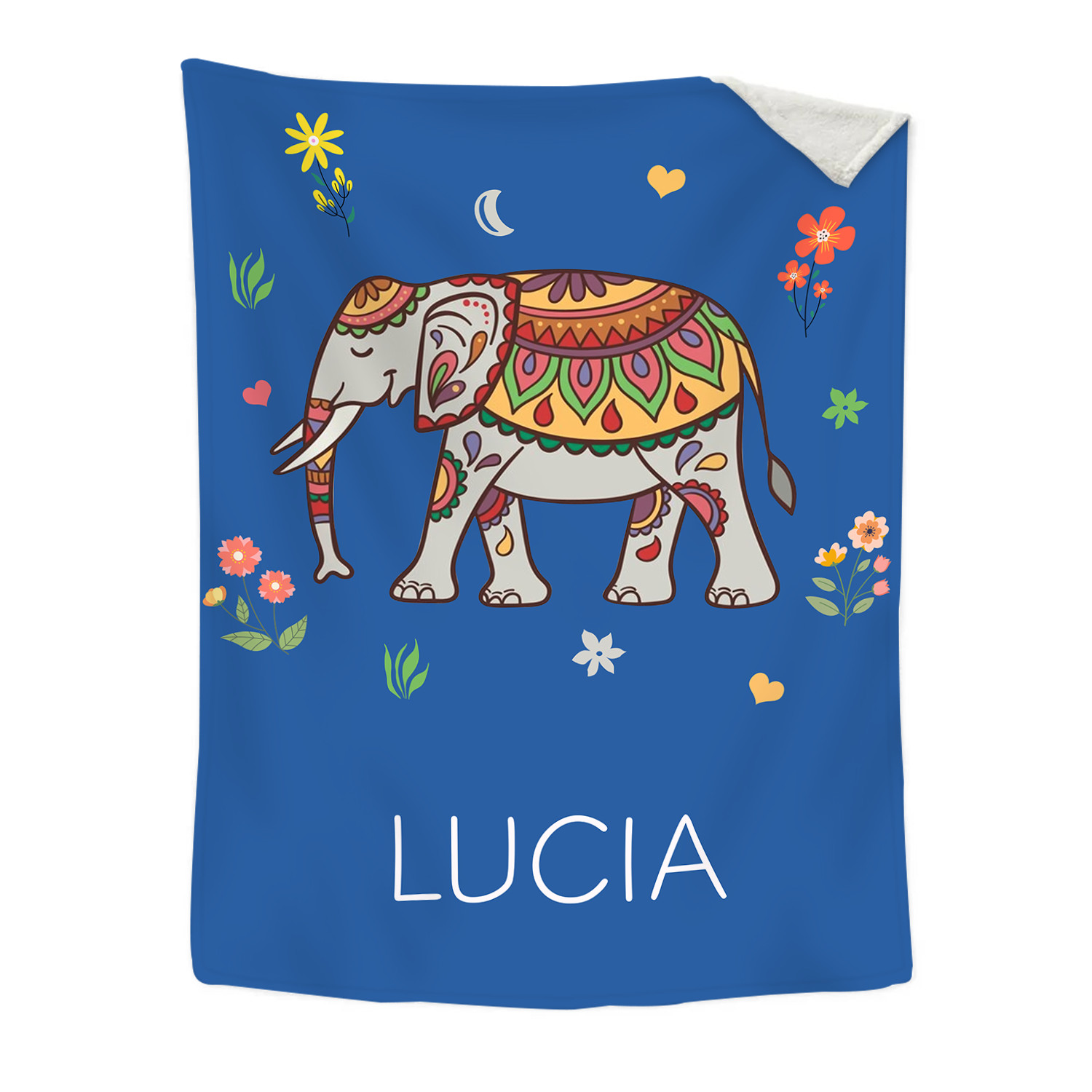 Manta de buen calidad con Elefante personalizada con 1 nombre-Jessemade ES