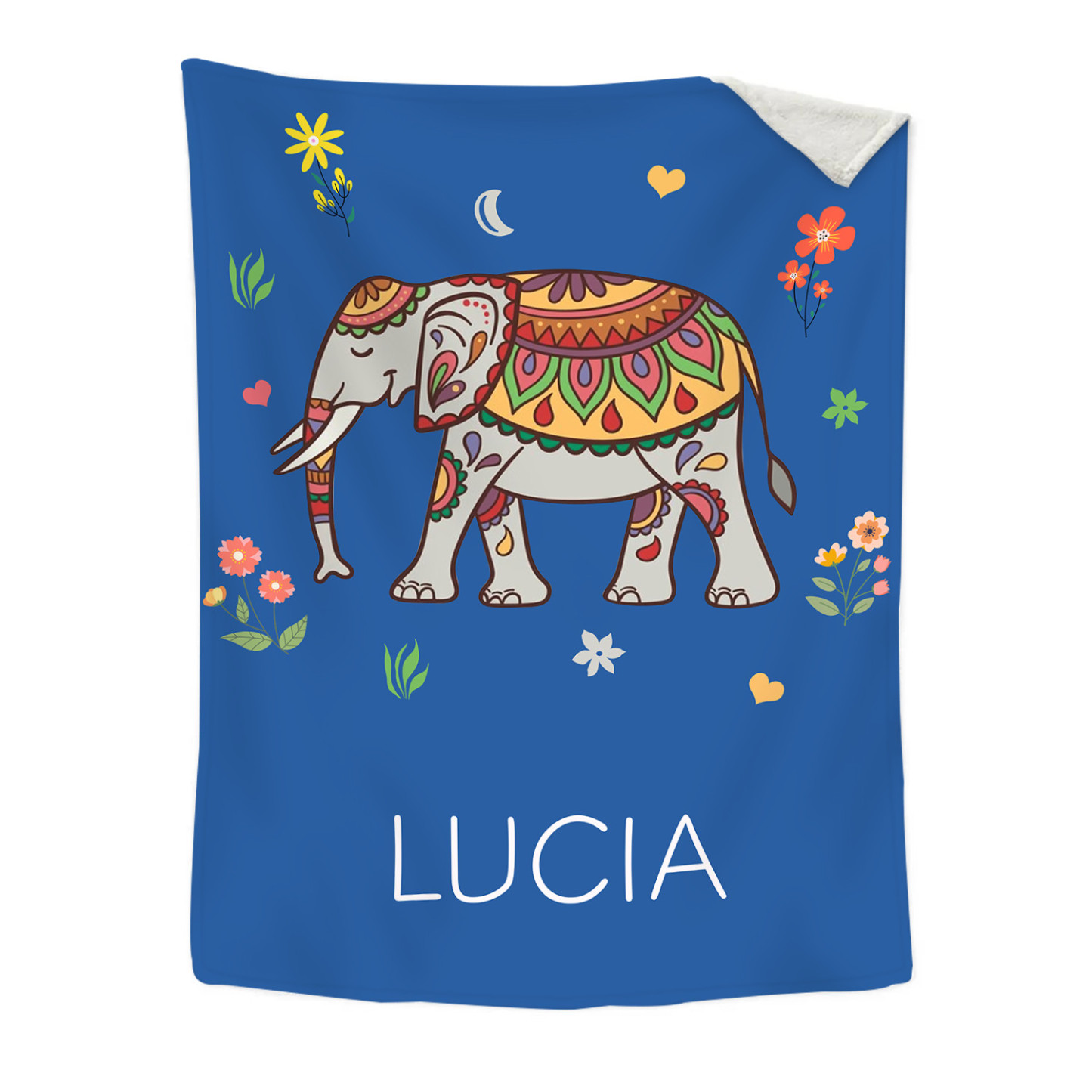 Manta de buen calidad con Elefante personalizada con 1 nombre-Jessemade ES