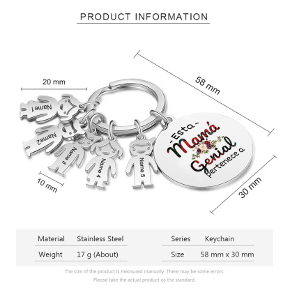 A mi mamá - Llavero 1-5 Nombres Personalizado con Charms de Niños-Jessemade ES