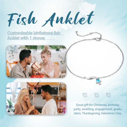 Pulsera de tobillo 1-6 nombres y piedras personalizados con dije de pececito-Jessemade ES