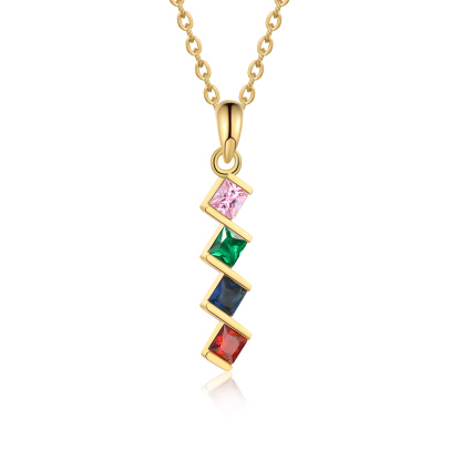 Collar para mujer con 4 piedras de nacimiento personalizadas-Jessemade ES