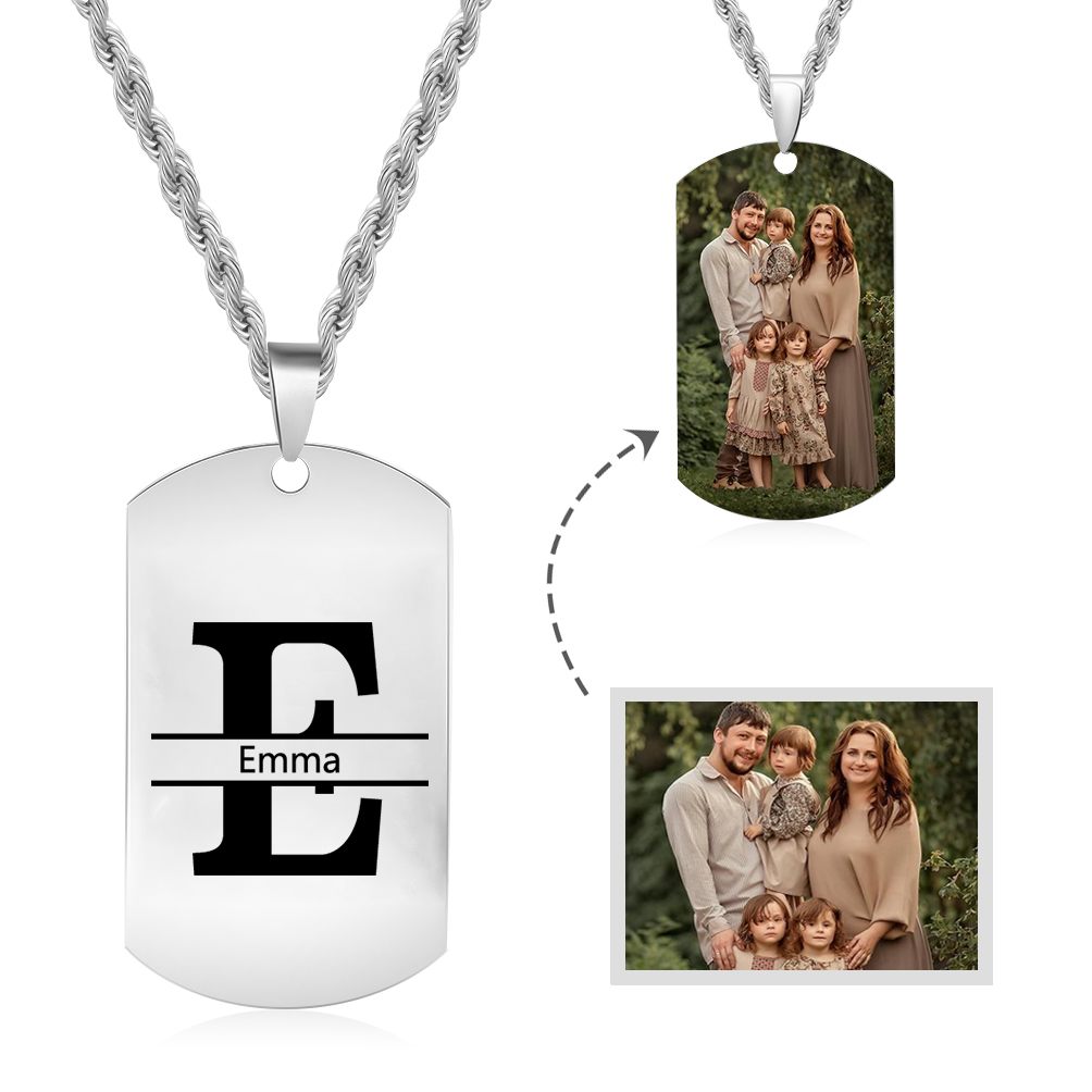 Collar personalizado con 1 foto, 1 nombre y 1 letra para hombre-Jessemade ES