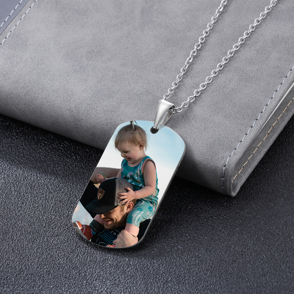 A MI PAPÁ-Collar de placa personalizada con texto y foto-Jessemade ES