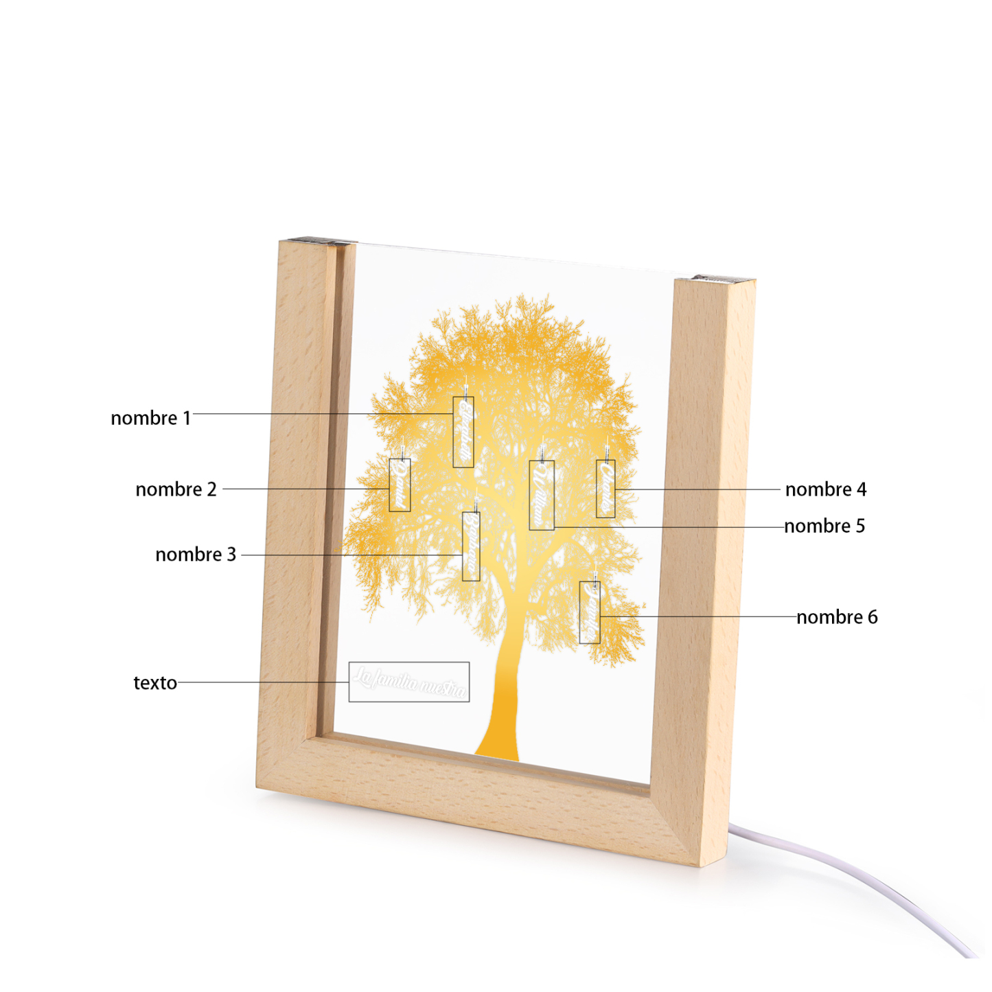 A mi mamá/abuela-Lámpara Personalizada con 2-8 Nombres y Texto "árbol" 3D Ilusión Luz de Noche-Jessemade ES