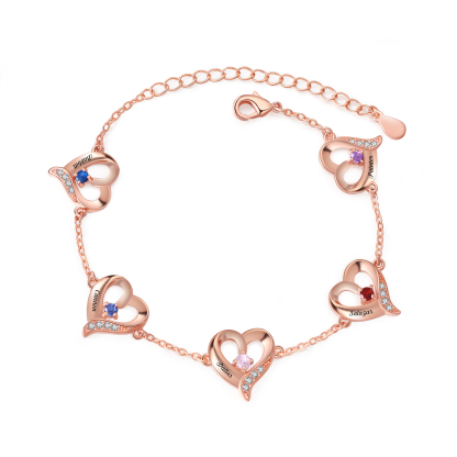 Pulsera 1-7 nombres y piedras personalizados con dije de corazón-Jessemade ES