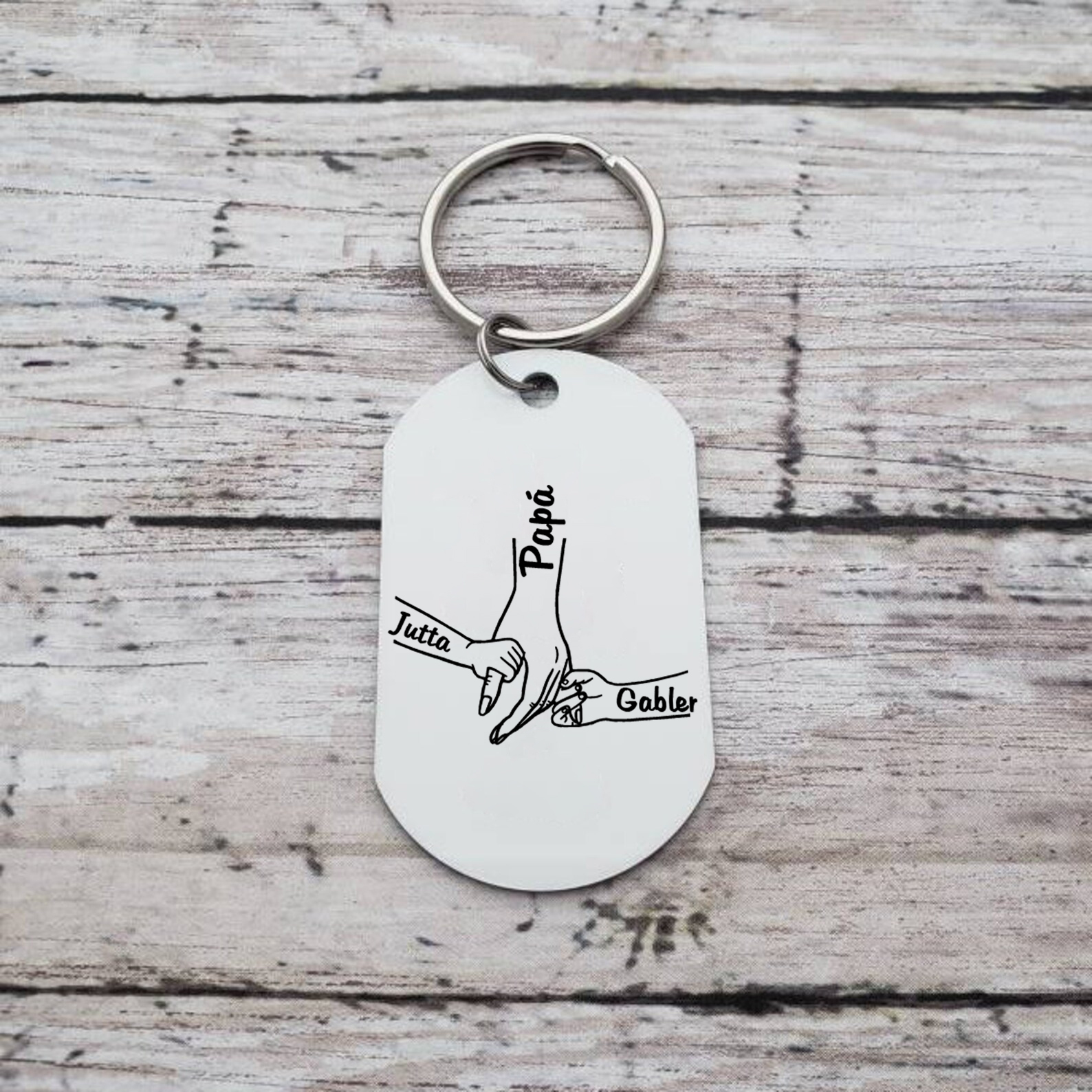 A mi papá-Llavero Personalizado MANOS COGIDAS 1-5 Nombres-Jessemade ES