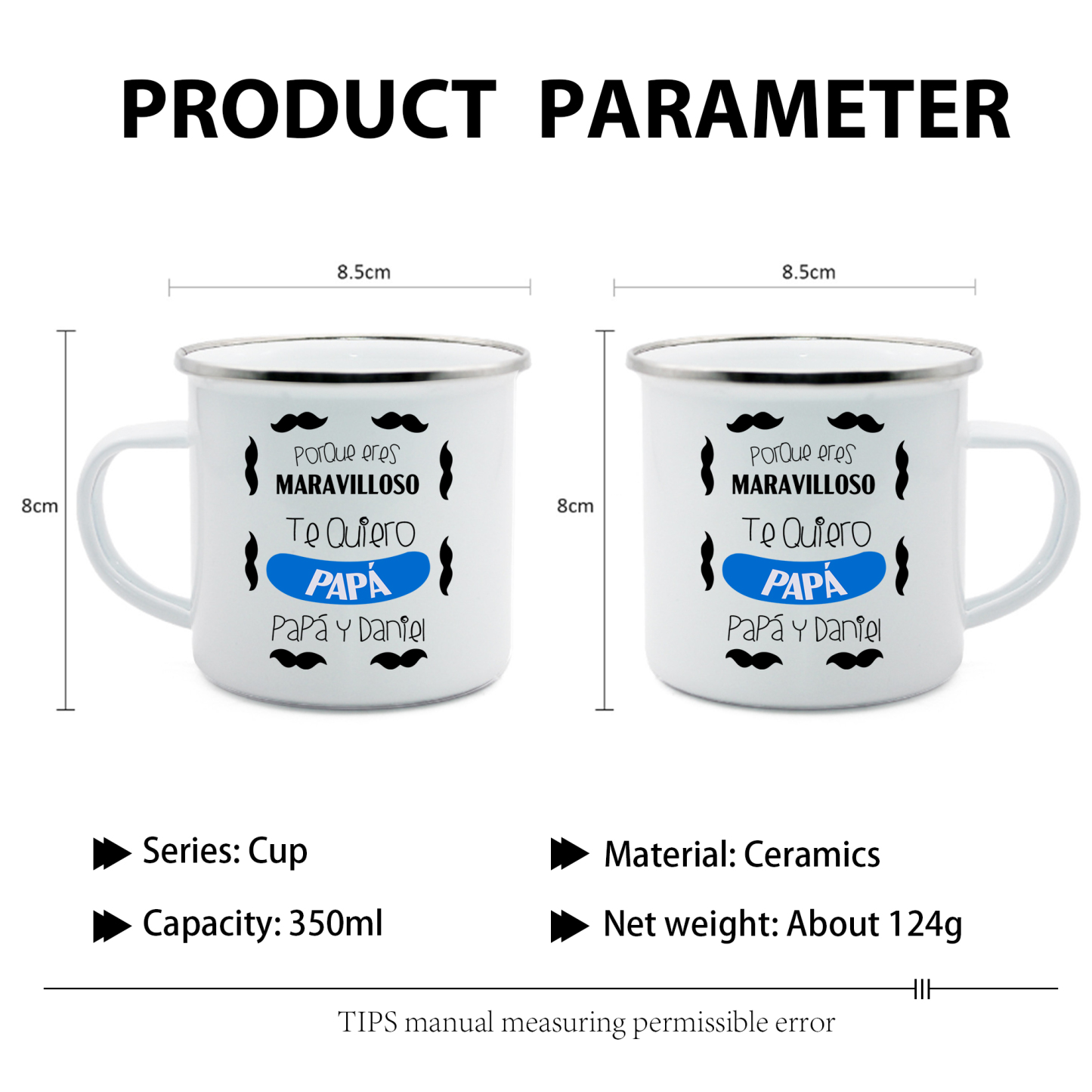 Taza para papá con 1 texto personalizado-Jessemade ES