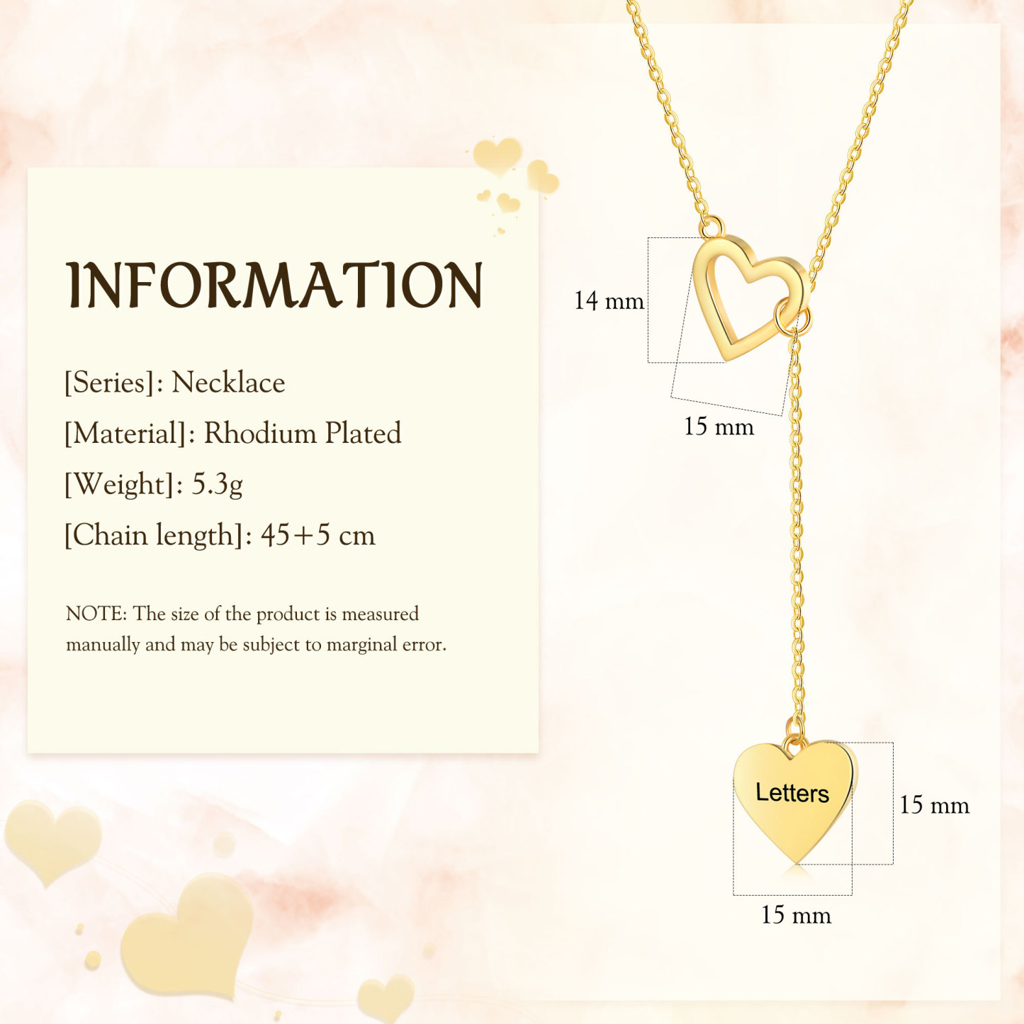 Collar de corazón con 1 letra personalizada-Jessemade ES