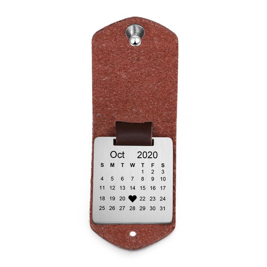 Llavero para pareja de cuero personalizado con fecha y foto-Jessemade ES