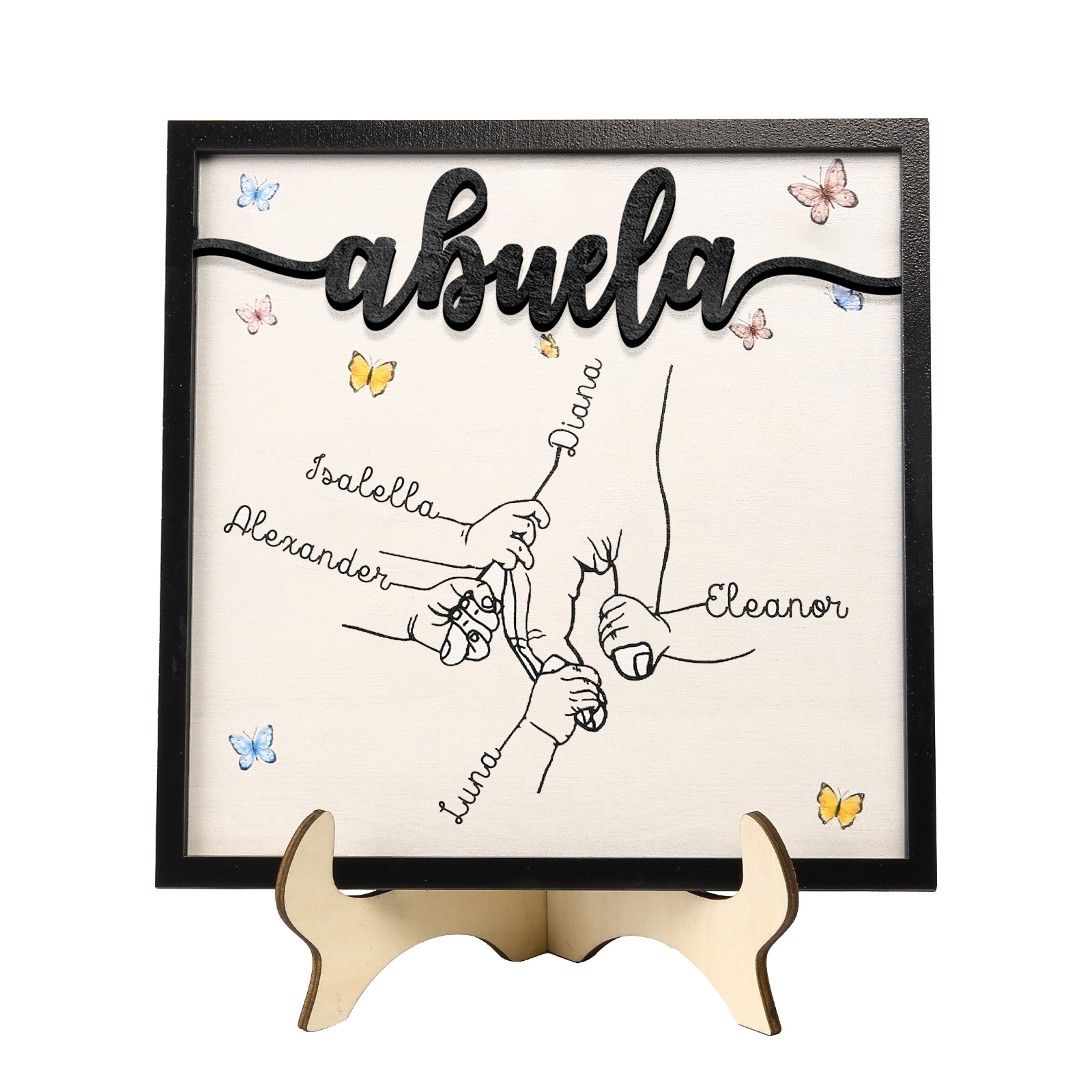 A mi abuela-Adorno 2-7 nombres personalizados decoración de madera mano con manitos-Jessemade ES