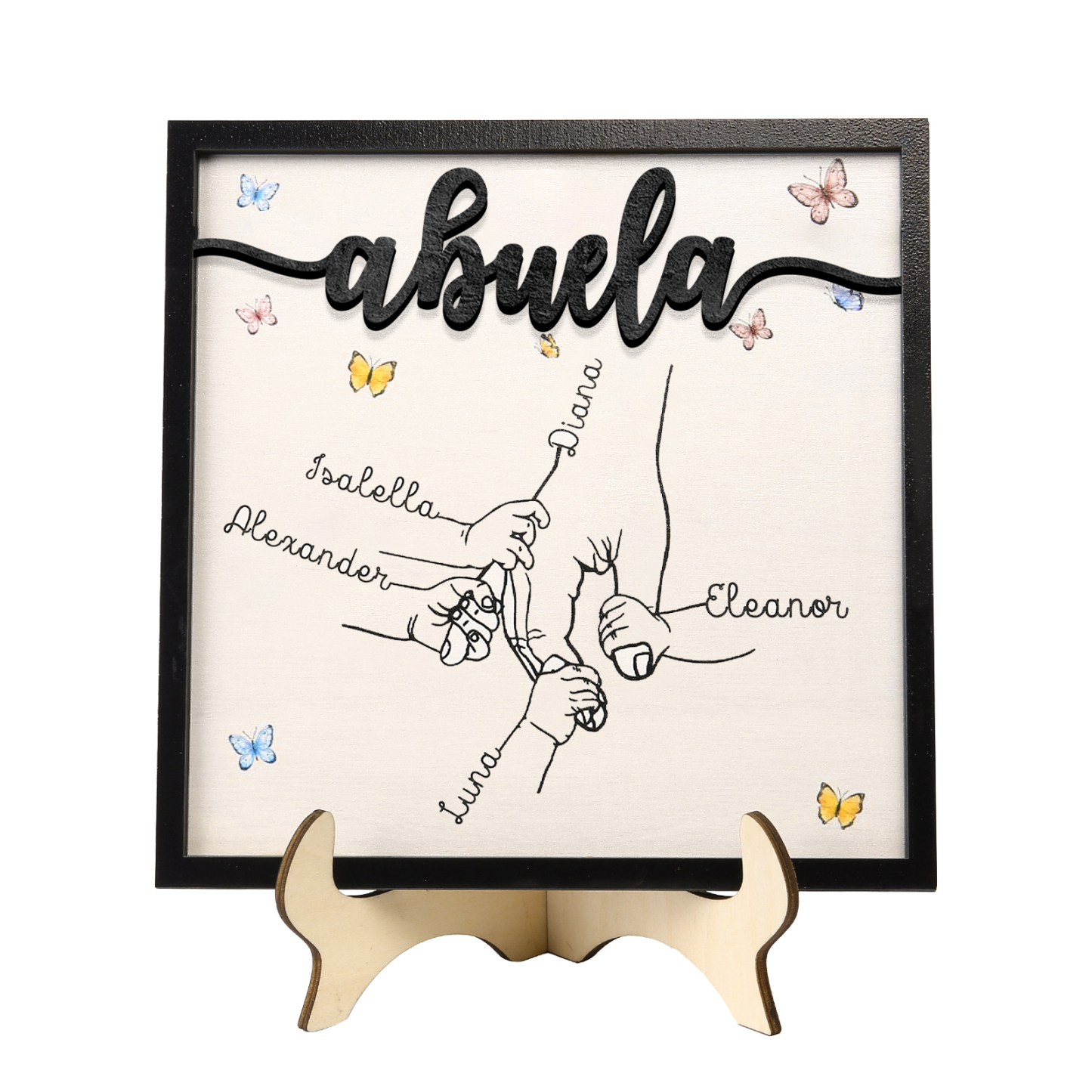 A mi abuela-Adorno 2-7 nombres personalizados decoración de madera mano con manitos-Jessemade ES