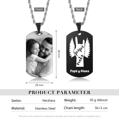 A MI PAPÁ-Collar "papá mola" de placa personalizada con texto y foto-Jessemade ES