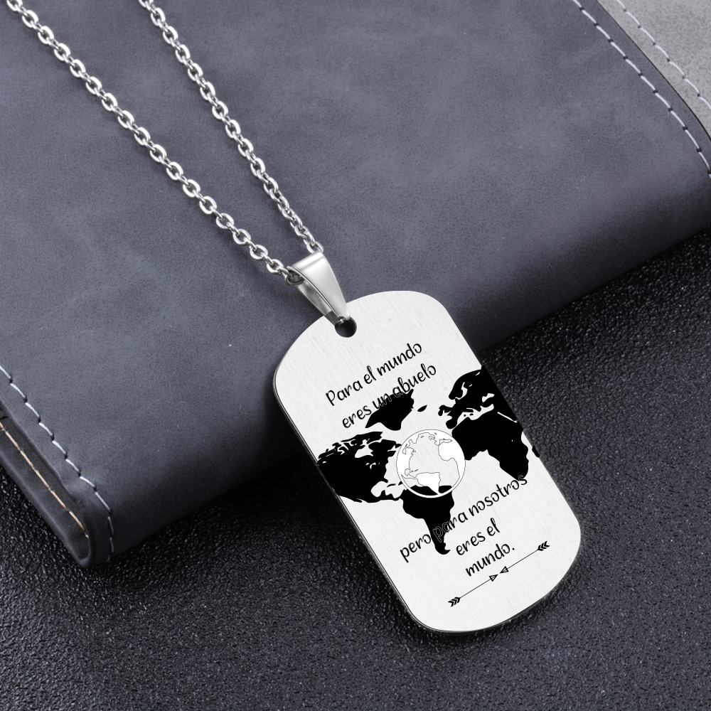 A MI ABUELO-Collar mapa del mundo de placa-Jessemade ES