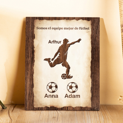 A mi papá - Lámina 2-7 nombres personalizados marco de madera equipo de fútbol-Jessemade ES