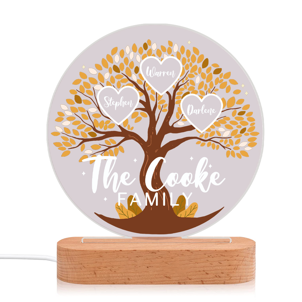 Lámpara de noche LED Árbol de la Vida 3 nombres y 1 texto personalizados-Jessemade ES