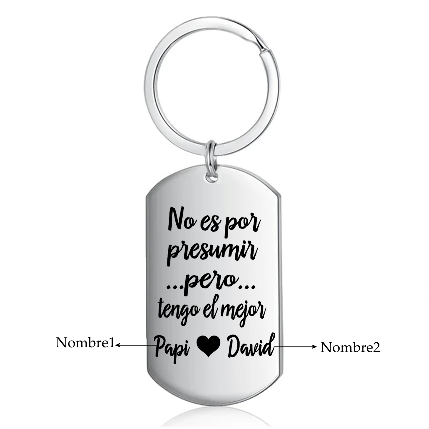 A mi papá-Llavero Personalizado TENGO EL MEJOR PAPÁ... 2 Nombres-Jessemade ES