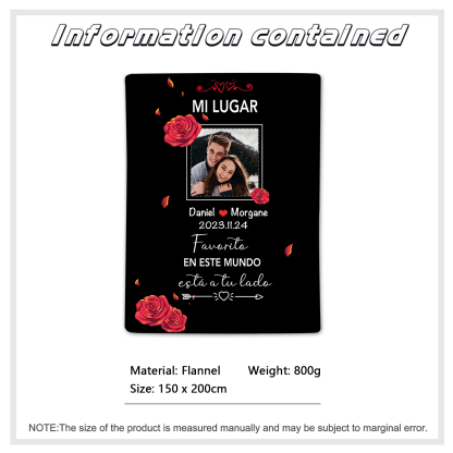 Pareja-Manta de buen calidad de foto personalizada con nombres y fecha-Jessemade ES