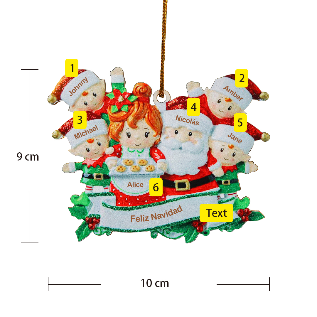 Navidad-Ornamentos Navideños de Madera Mamá y Papá Noel 6 Nombres Personalizados con Texto
