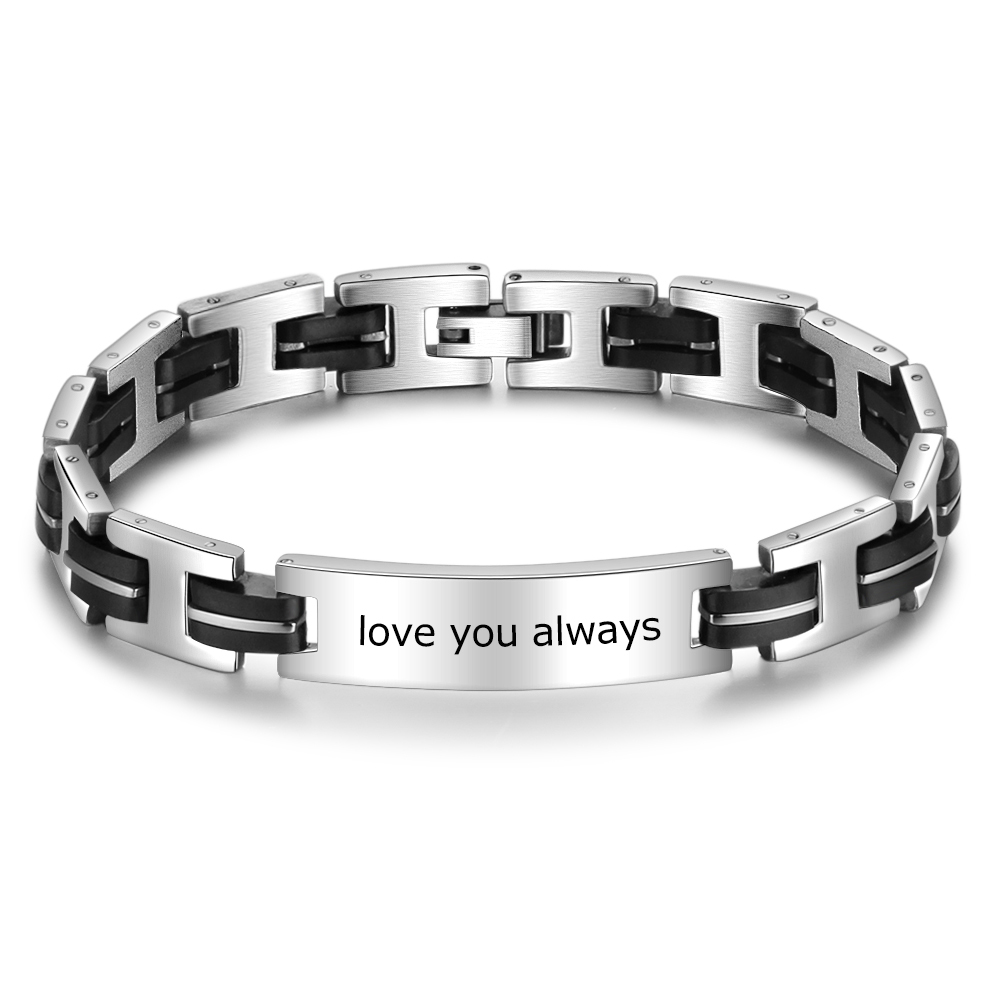 Pulsera para hombre con placa personalizada con 1 texto-Jessemade ES
