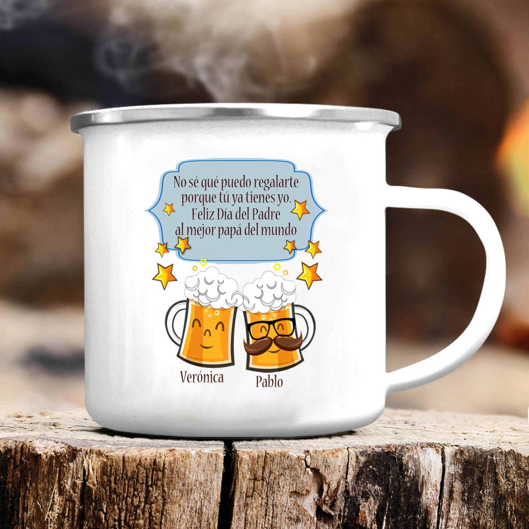 Taza para papá con 2 nombres personalizados-Jessemade ES