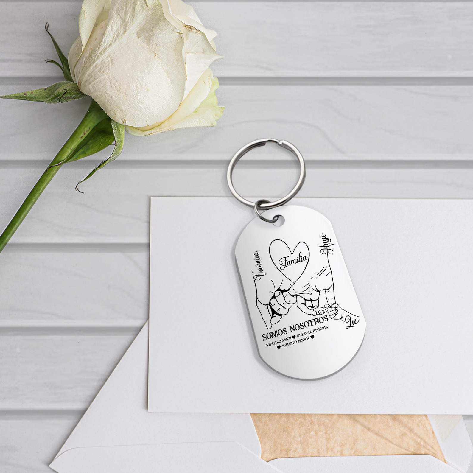 A familia-Llavero 2-6 Nombres Personalizados MANOS COGIDAS-Jessemade ES