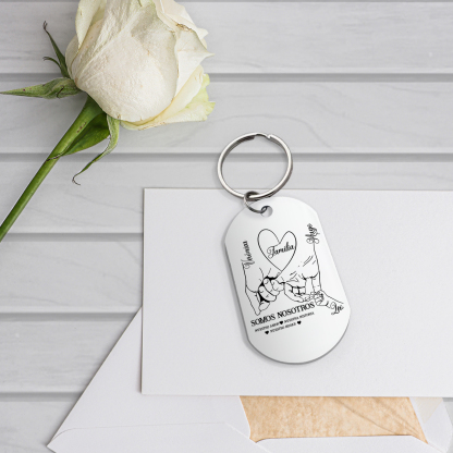 A familia-Llavero 2-6 Nombres Personalizados MANOS COGIDAS-Jessemade ES