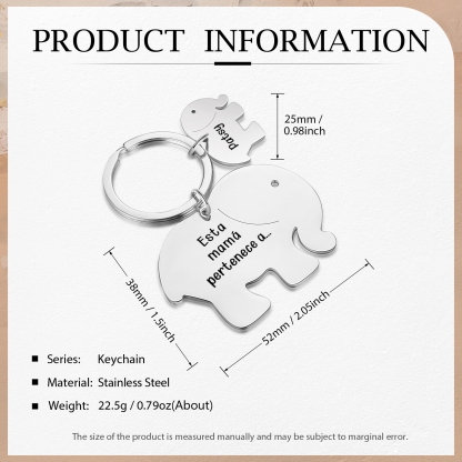 A mi mamá/abuela - Llavero con 1 nombre personalizado en elefante con texto-Jessemade ES