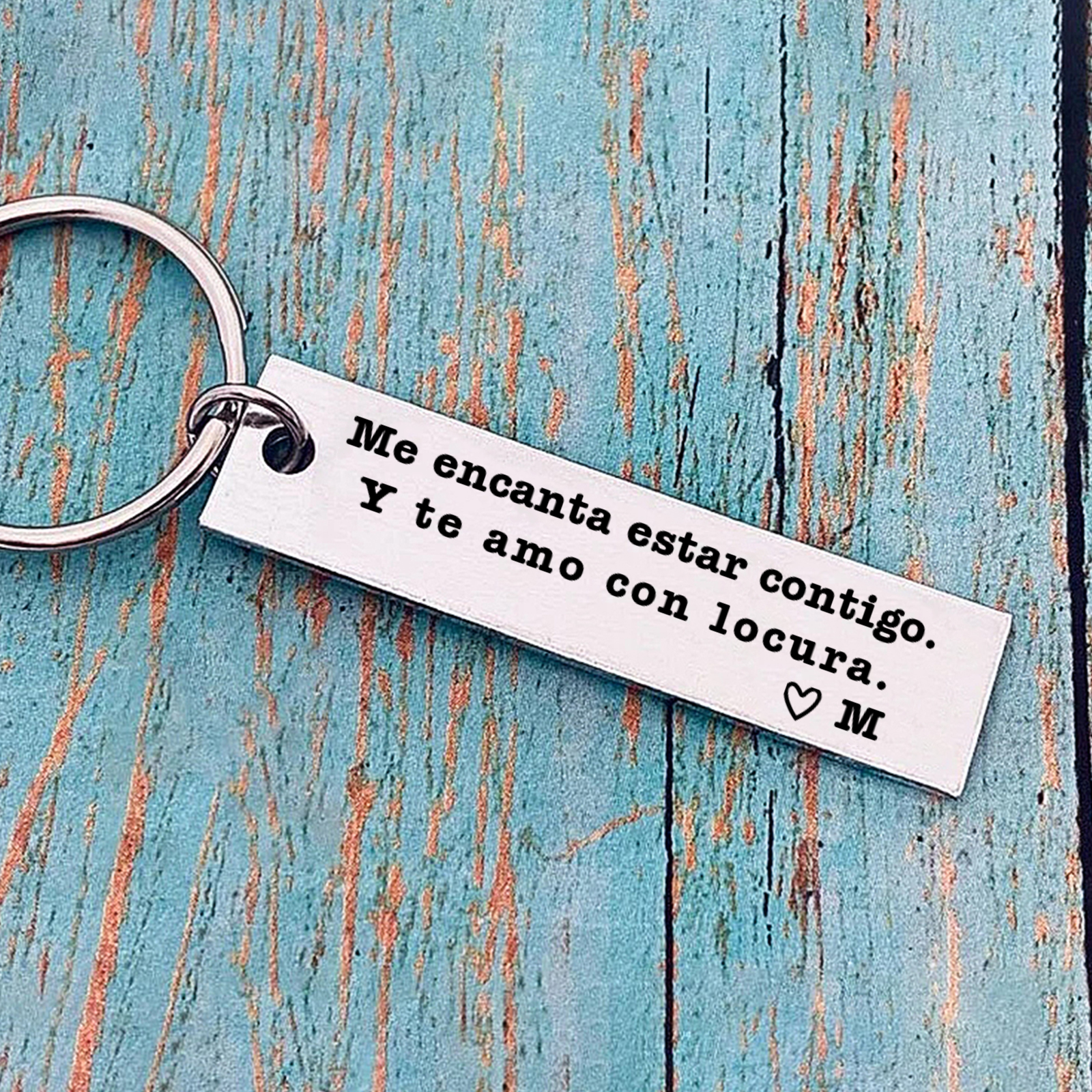 Llavero de Carta Personalizado, Y te amo con locura Llavero para Parejas
