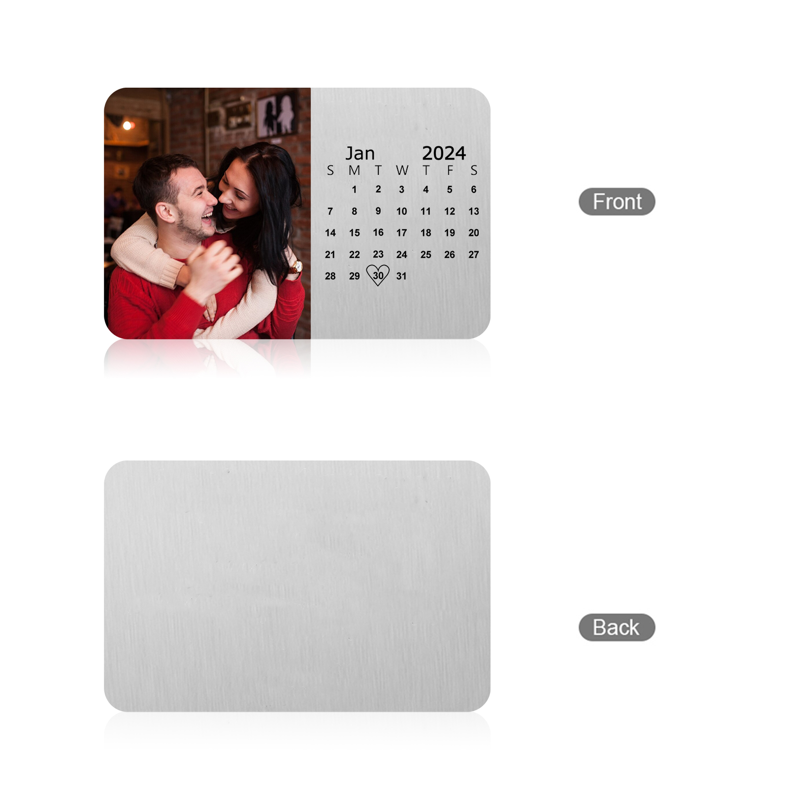 Tarjeta de cartera foto y calendario personalizados regalo para pareja San Valentín | Jessemade