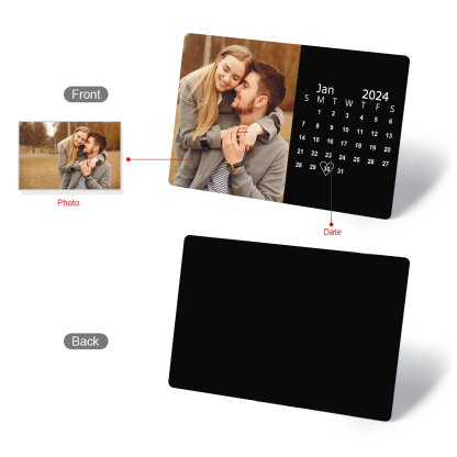 Tarjeta de cartera negra foto y calendario personalizados regalo para pareja San Valentín | Jessemade