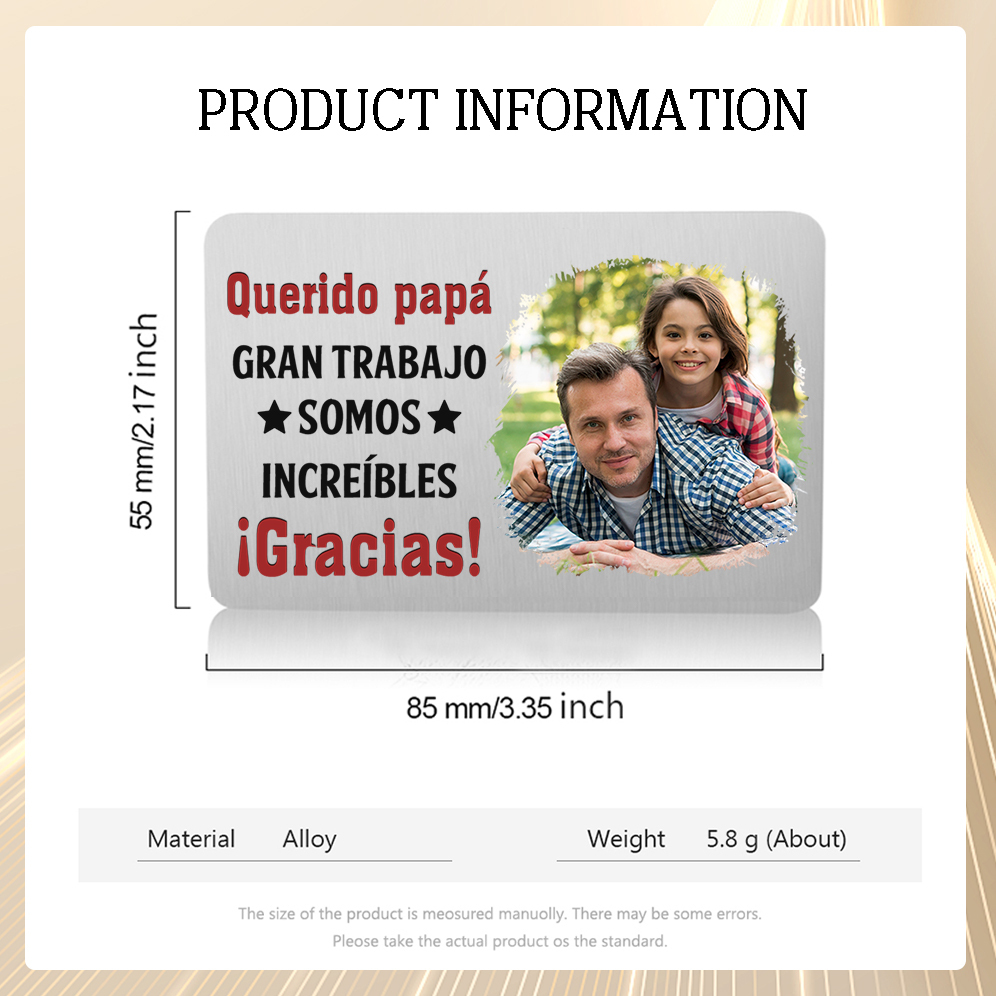 Tarjeta de cartera foto personalizada con frases amorosos regalo para papá | Jessemade