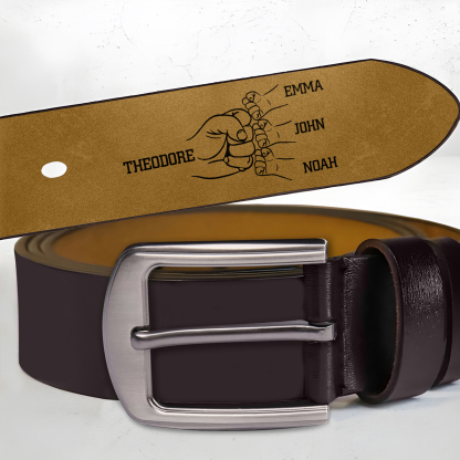 Cinturón de cuero para hombre con letra y 3-7 nombres personalizados puño con puño regalo para papá | Jessemade