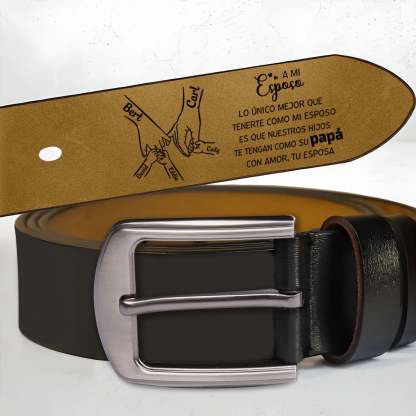 Cinturón de cuero para hombre con 3-8 nombres personalizados mano con mano regalo a mi esposo | Jessemade