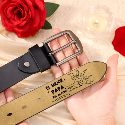Cinturón de cuero para hombre con 2-6 nombres personalizados puño con puño regalo para papá | Jessemade