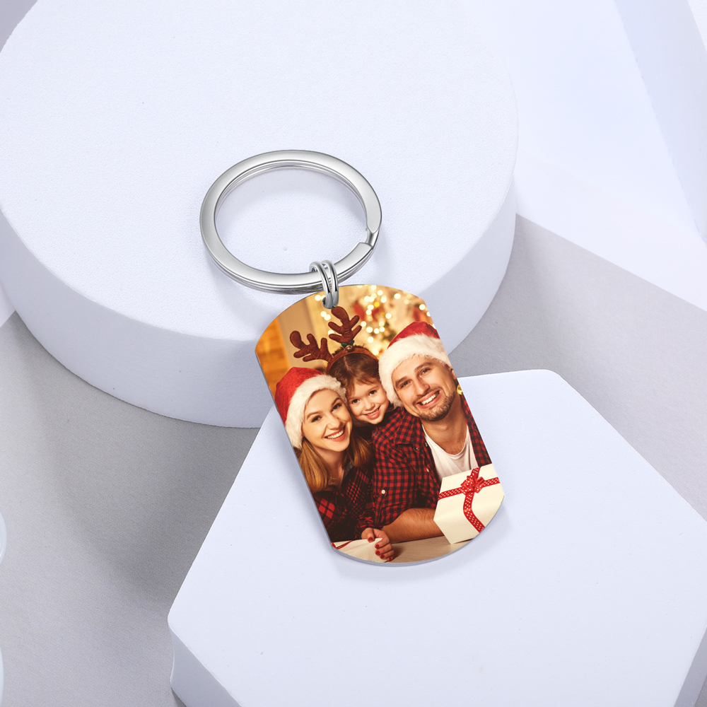 Familia-Kit de regalo cartera y llavero con caja con 2 fotos, nombre, letra y texto personalizados | Jessemade
