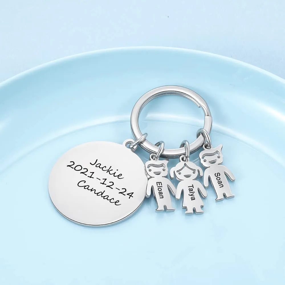 A mi papá - Llavero 2 Nombres Personalizado Con Charms 2 Niños con Foto y Texto