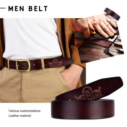 Cinturón de cuero para hombre con nombre e inicial personalizados | Jessemade