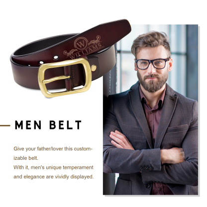 Cinturón de cuero para hombre con nombre e inicial personalizados | Jessemade