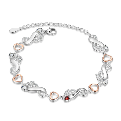 Pulsera personalizada para mujer con 1-6 nombres de pie de bebé con 1-6 piedras de nacimiento