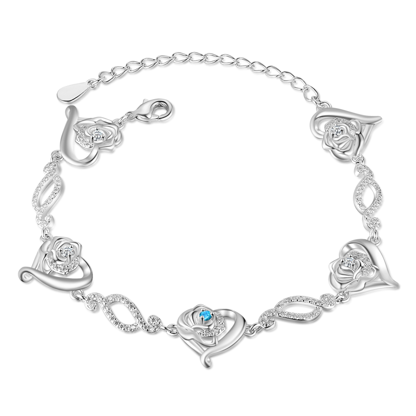 Pulsera de rosa con 1 nombre y 1 piedra de nacimiento pulsera personalizada para mujer | Jessemade