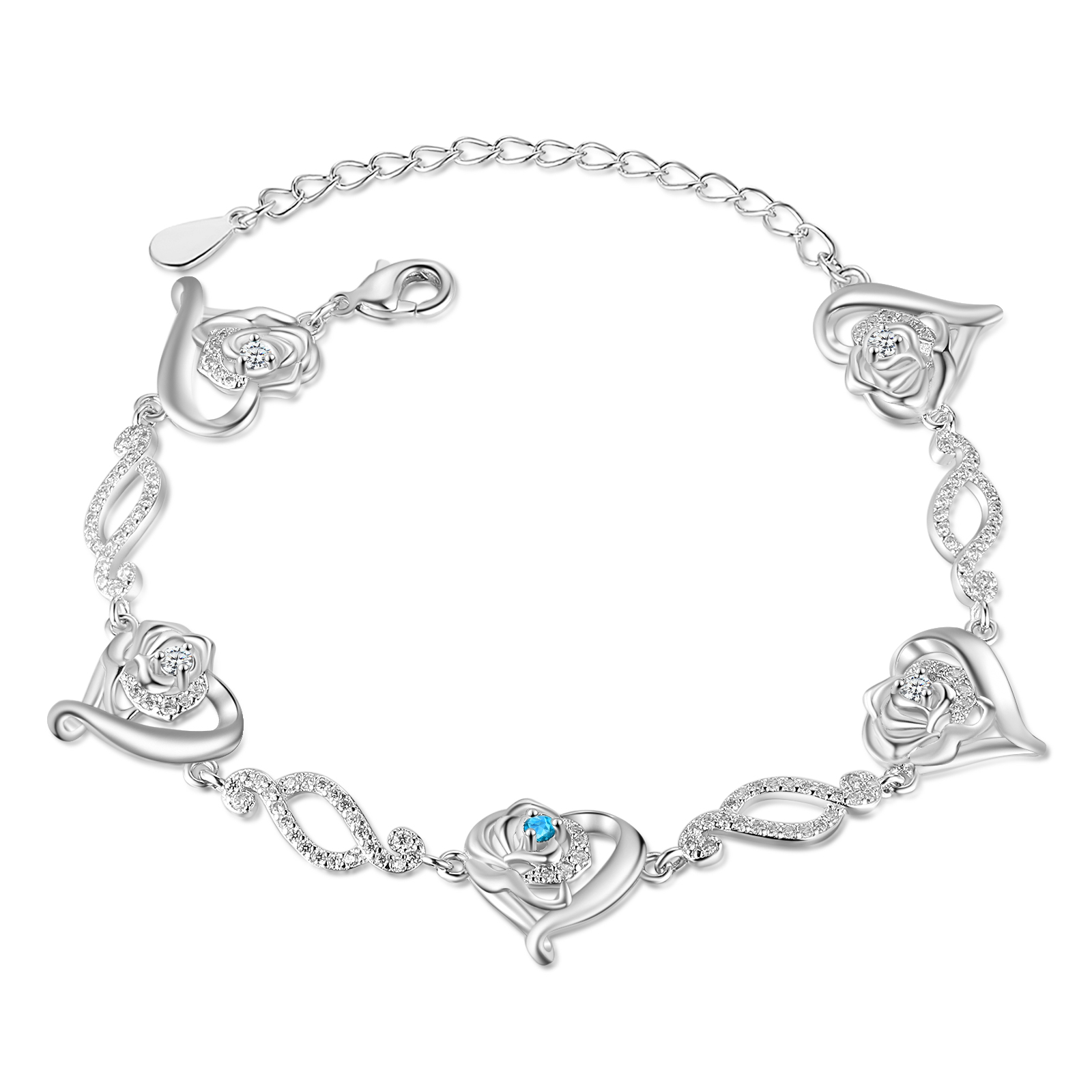 Pulsera de rosa con 1 nombre y 1 piedra de nacimiento pulsera personalizada para mujer | Jessemade