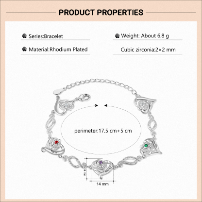 Pulsera de rosa con 3 nombres y 3 piedras de nacimiento pulsera personalizada para mujer | Jessemade
