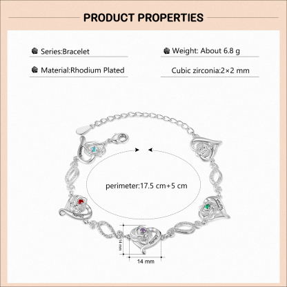Pulsera de rosa con 4 nombres y 4 piedras de nacimiento pulsera personalizada para mujer | Jessemade